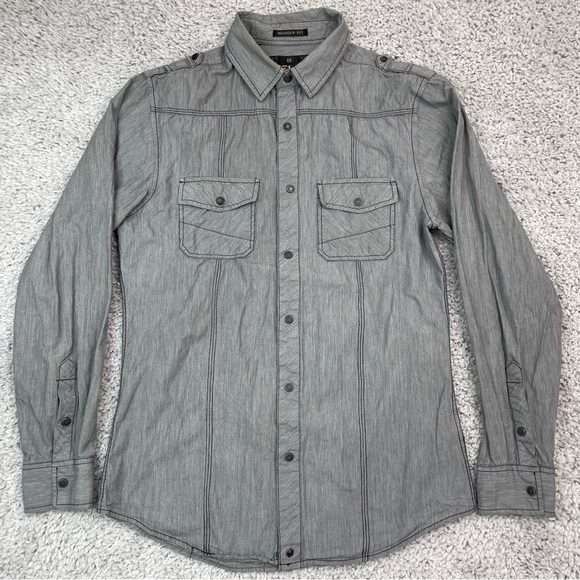 Helix Shirt Mens Small Modern Fit Button Down Snaps Night Look Rock Concert - Picture 1 of 6